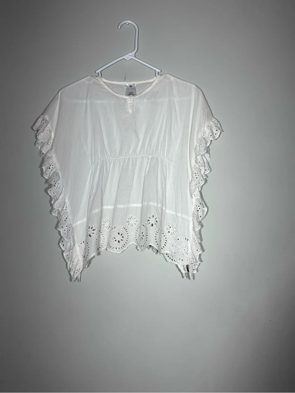 Snapper Rock Girls 4-6 Years Swim Coverup Shirt Top White Eyelet 100% Cotton